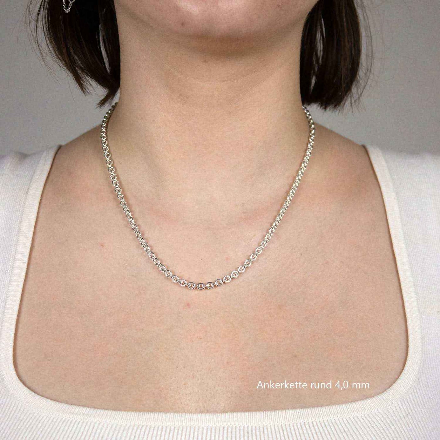 Silberkette Echt 925 Sterlingsilber Ankerkette rund Silber Halskette - Damenkette und Herrenkette Made in Germany - Firma Holzenplotz - Silberketten-Goldketten.de