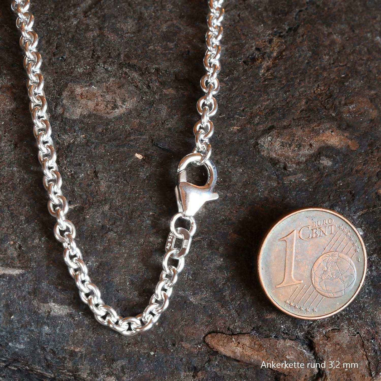 Silberkette Echt 925 Sterlingsilber Ankerkette rund Silber Halskette - Damenkette und Herrenkette Made in Germany - Firma Holzenplotz - Silberketten-Goldketten.de