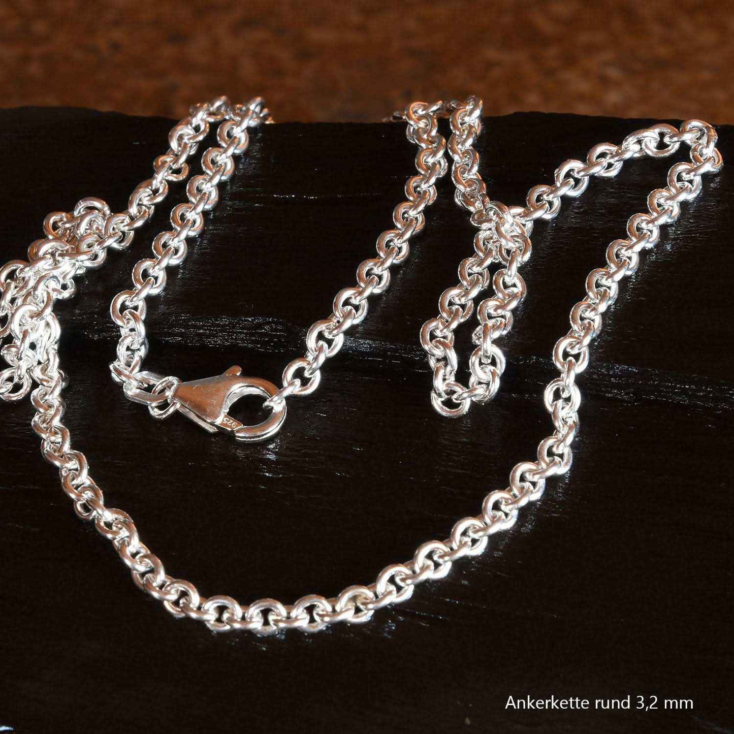 Silberkette Echt 925 Sterlingsilber Ankerkette rund Silber Halskette - Damenkette und Herrenkette Made in Germany - Firma Holzenplotz - Silberketten-Goldketten.de