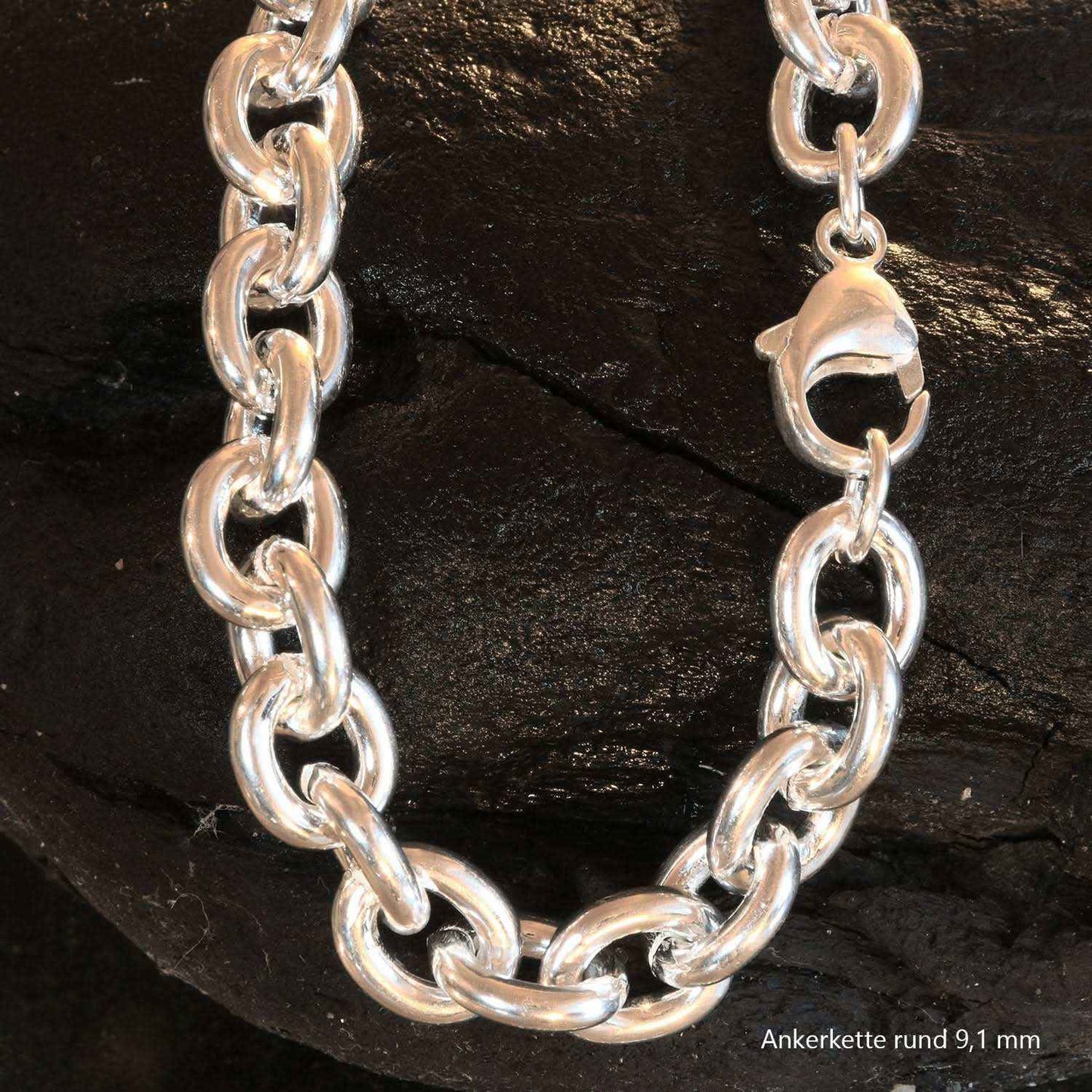 Silberkette Echt 925 Sterlingsilber Ankerkette rund Silber Halskette - Damenkette und Herrenkette Made in Germany - Firma Holzenplotz - Silberketten-Goldketten.de