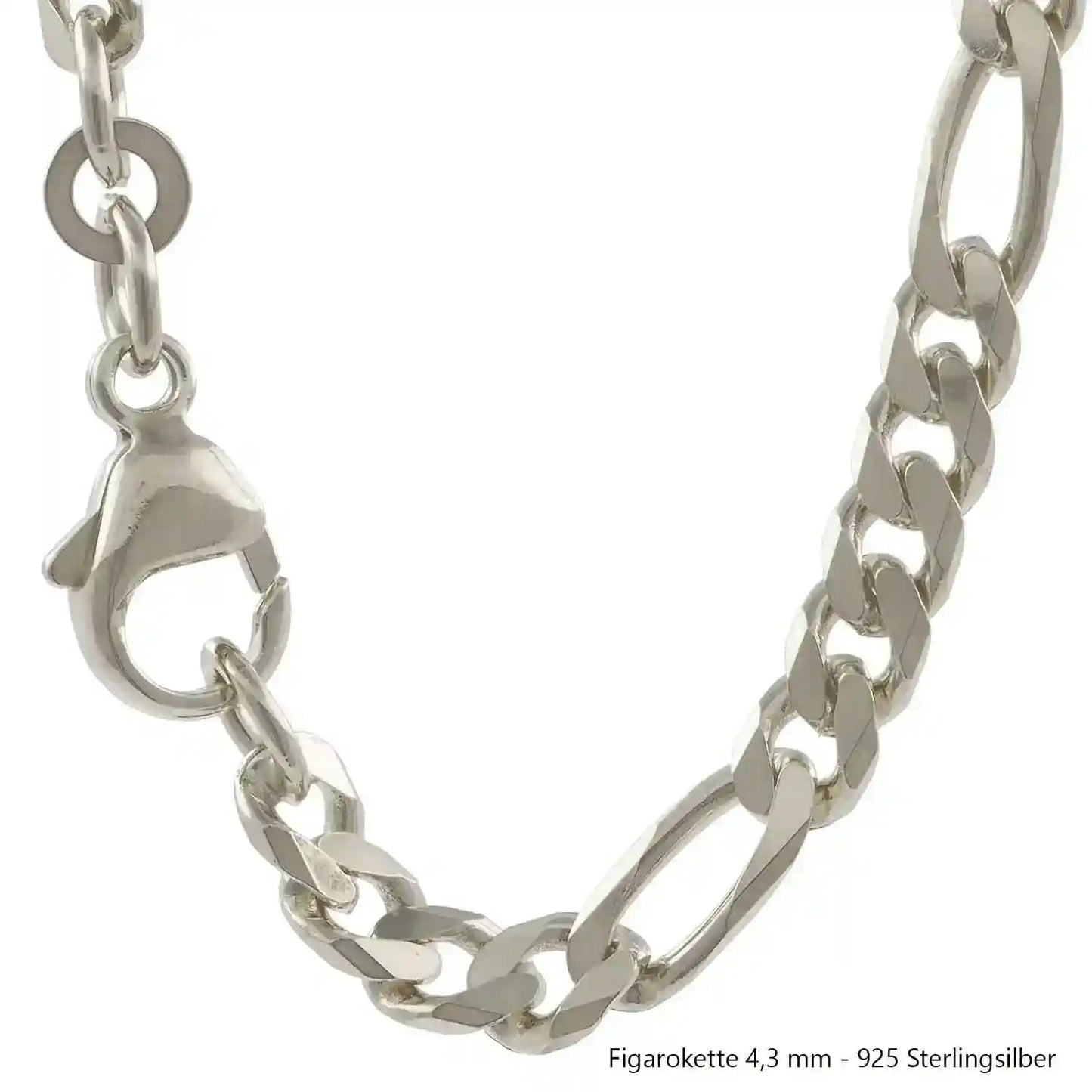 Silberkette Echt 925 Sterlingsilber Figarokette diamantiert Silber Halskette - Damenkette und Herrenkette Made in Germany - Firma Holzenplotz - Silberketten-Goldketten.de