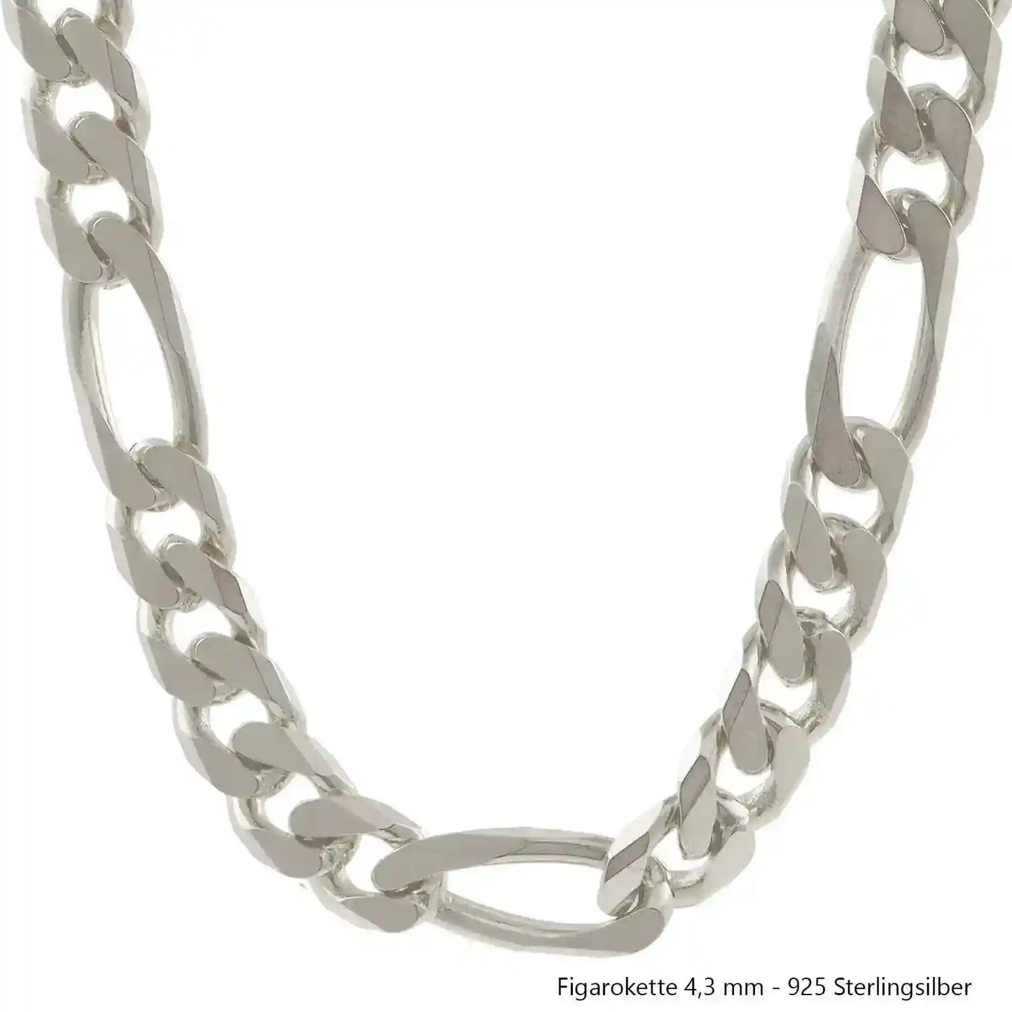 Silberkette Echt 925 Sterlingsilber Figarokette diamantiert Silber Halskette - Damenkette und Herrenkette Made in Germany - Firma Holzenplotz - Silberketten-Goldketten.de