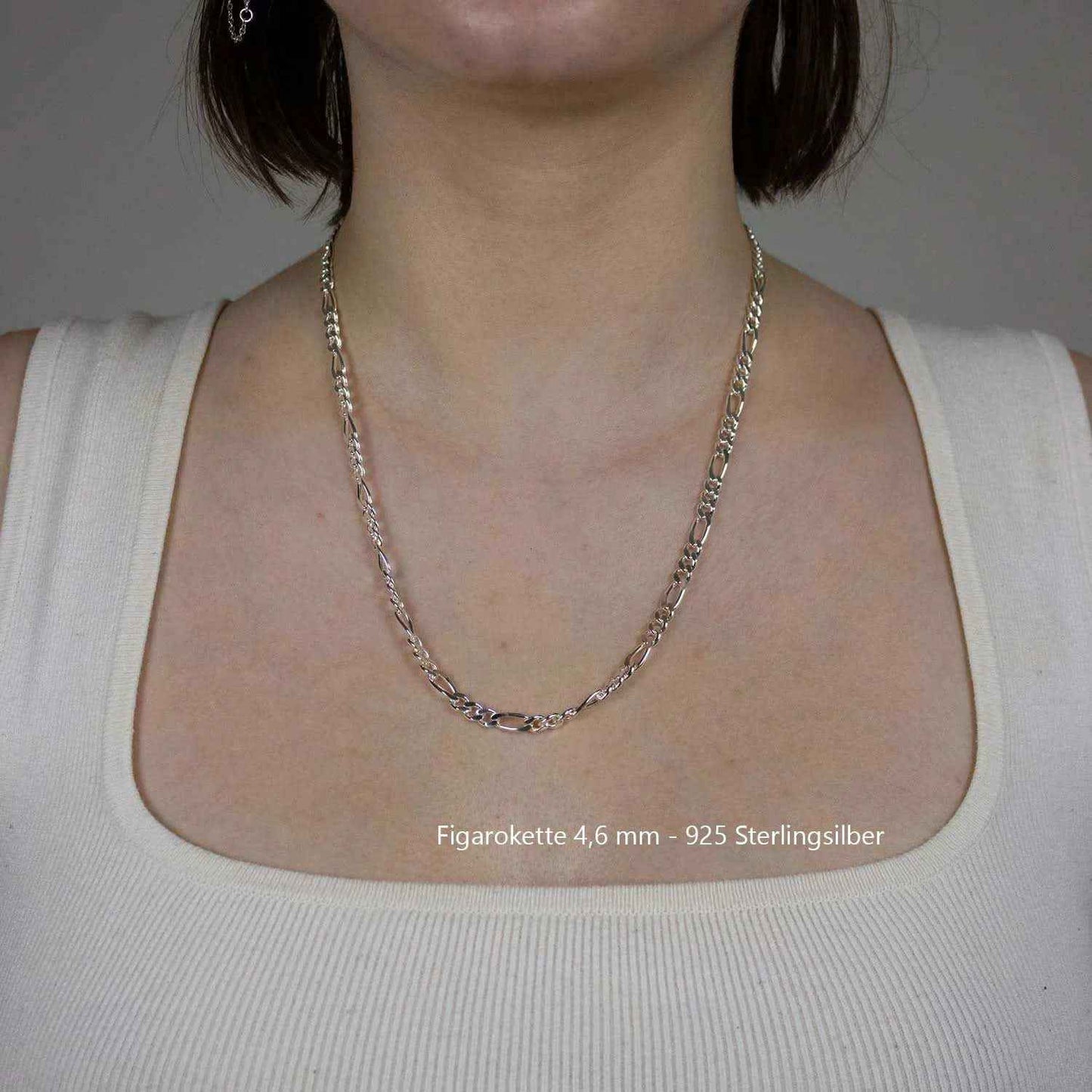 Silberkette Echt 925 Sterlingsilber Figarokette diamantiert Silber Halskette - Damenkette und Herrenkette Made in Germany - Firma Holzenplotz - Silberketten-Goldketten.de