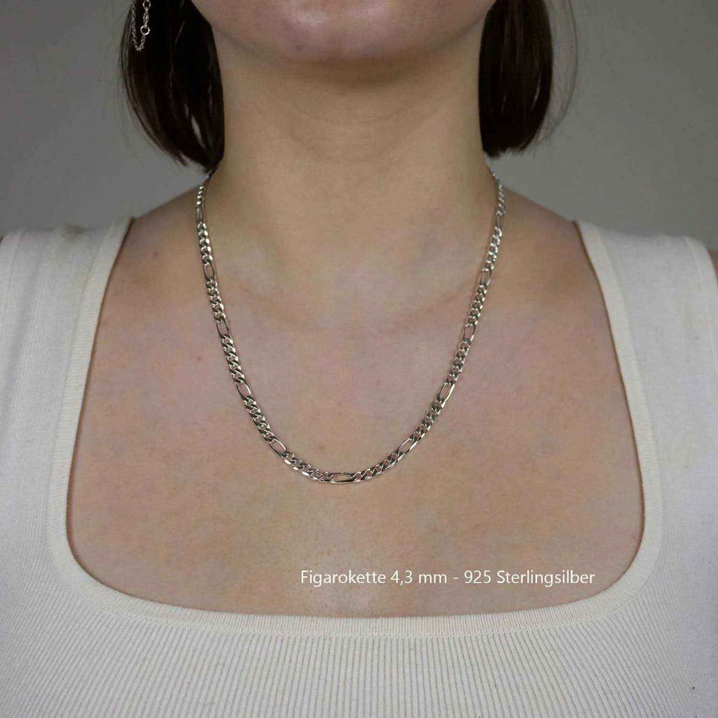 Silberkette Echt 925 Sterlingsilber Figarokette diamantiert Silber Halskette - Damenkette und Herrenkette Made in Germany - Firma Holzenplotz - Silberketten-Goldketten.de