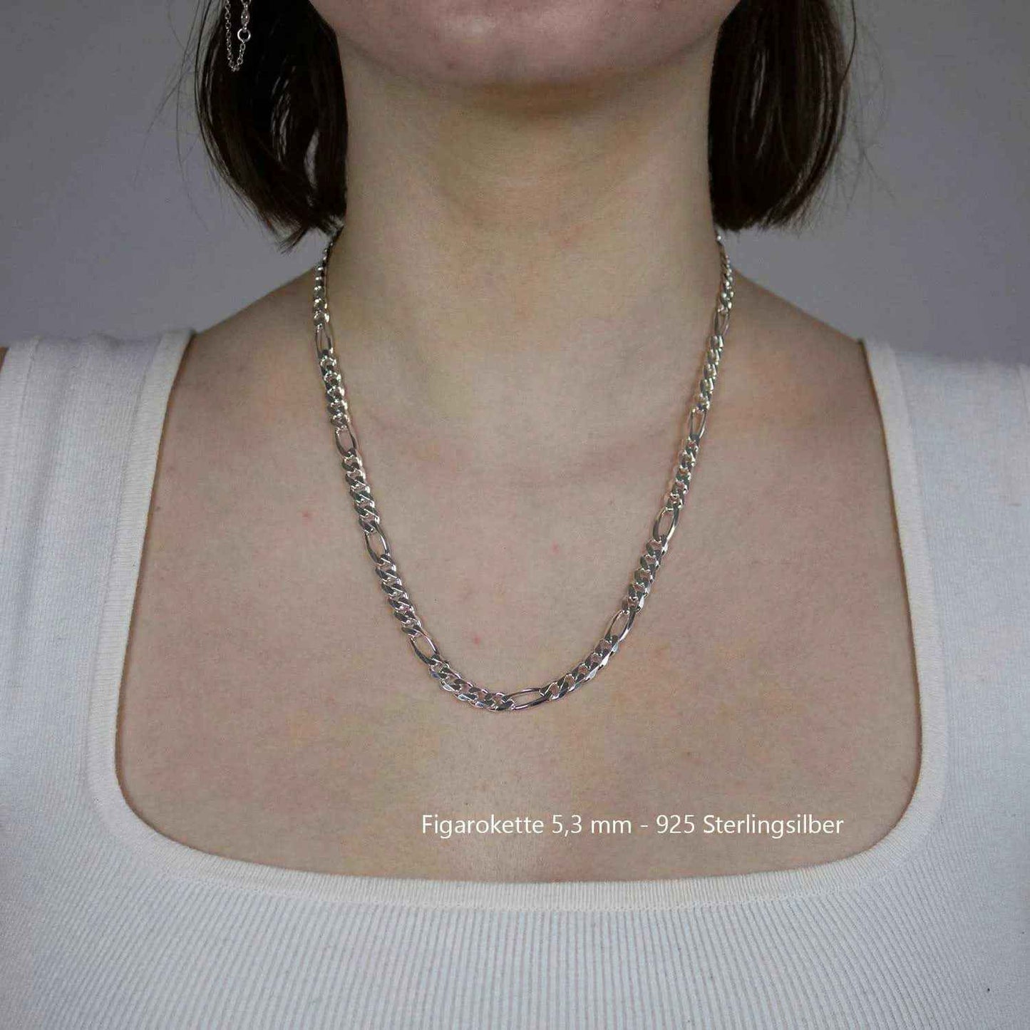 Silberkette Echt 925 Sterlingsilber Figarokette diamantiert Silber Halskette - Damenkette und Herrenkette Made in Germany - Firma Holzenplotz - Silberketten-Goldketten.de