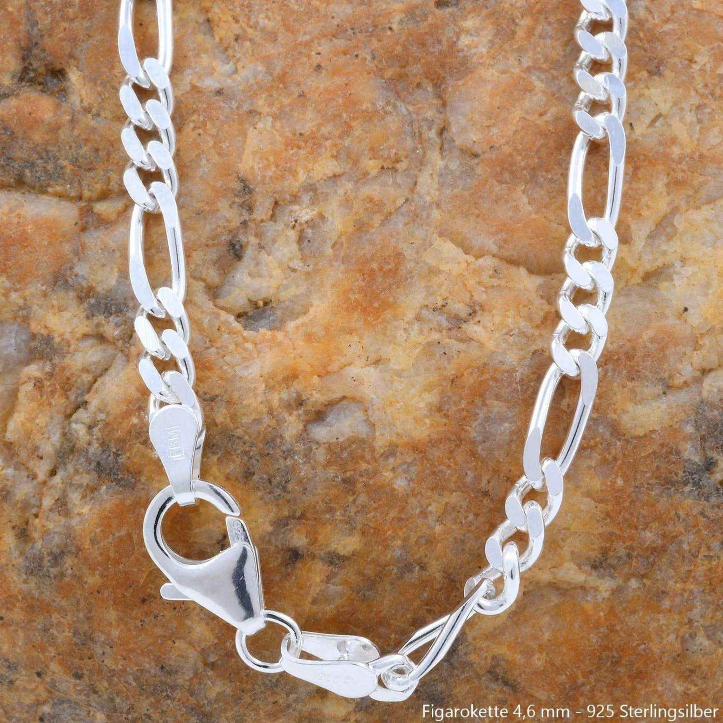 Silberkette Echt 925 Sterlingsilber Figarokette diamantiert Silber Halskette - Damenkette und Herrenkette Made in Germany - Firma Holzenplotz - Silberketten-Goldketten.de