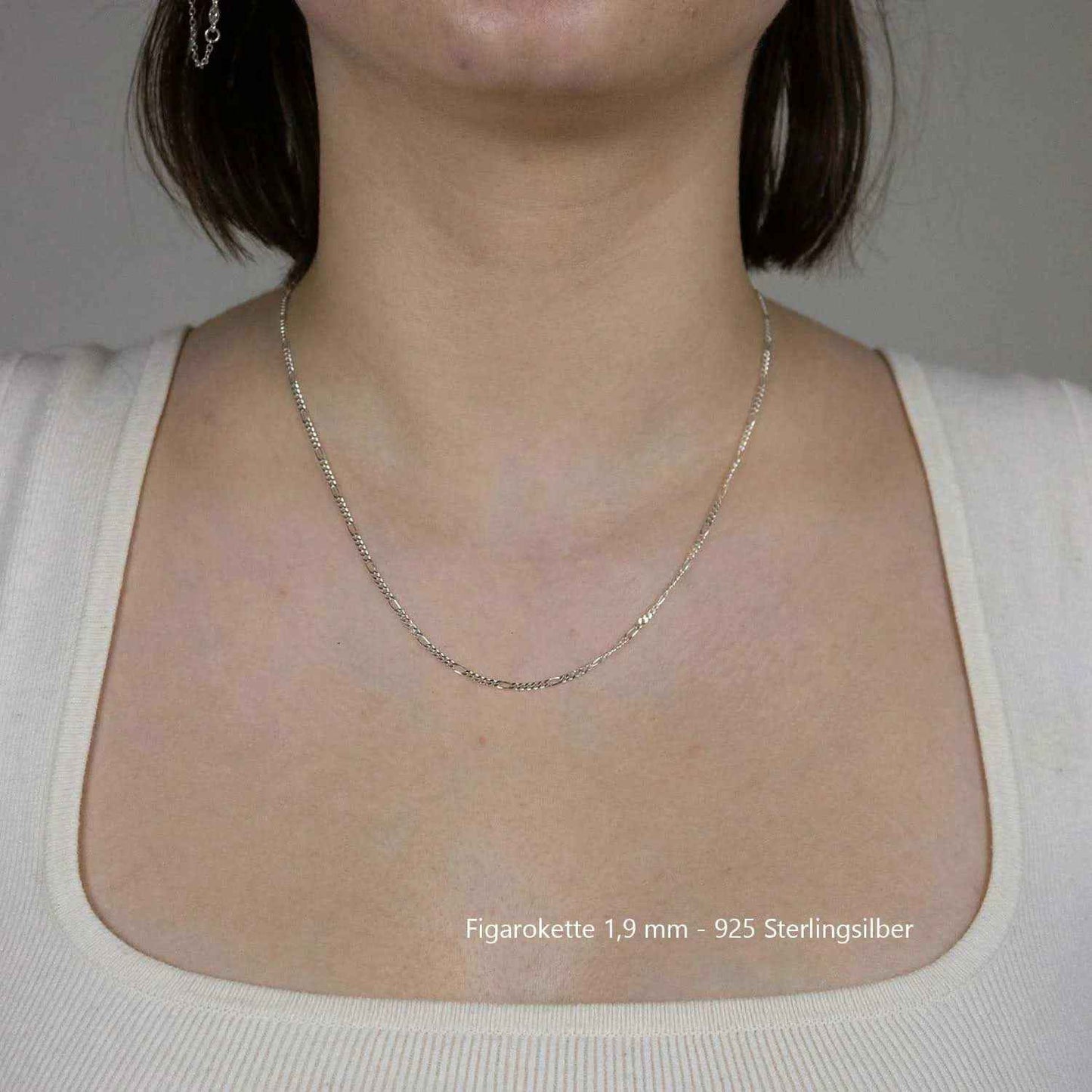 Silberkette Echt 925 Sterlingsilber Figarokette diamantiert Silber Halskette - Damenkette und Herrenkette Made in Germany - Firma Holzenplotz - Silberketten-Goldketten.de