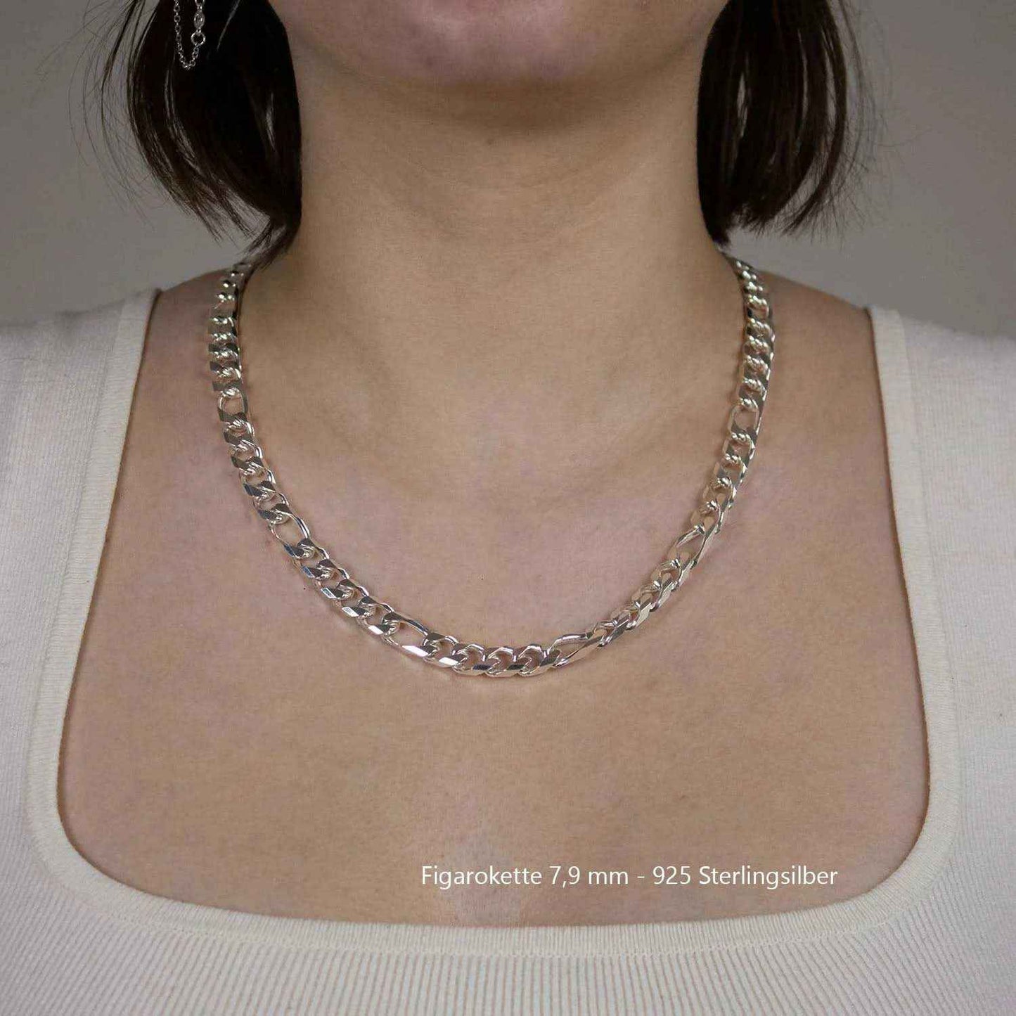 Silberkette Echt 925 Sterlingsilber Figarokette diamantiert Silber Halskette - Damenkette und Herrenkette Made in Germany - Firma Holzenplotz - Silberketten-Goldketten.de