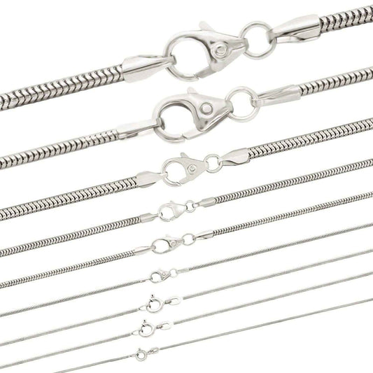 Silberkette Echt 925 Sterlingsilber Schlangenkette rund Silber Halskette - Damenkette Made in Germany - Firma Holzenplotz - Silberketten-Goldketten.de