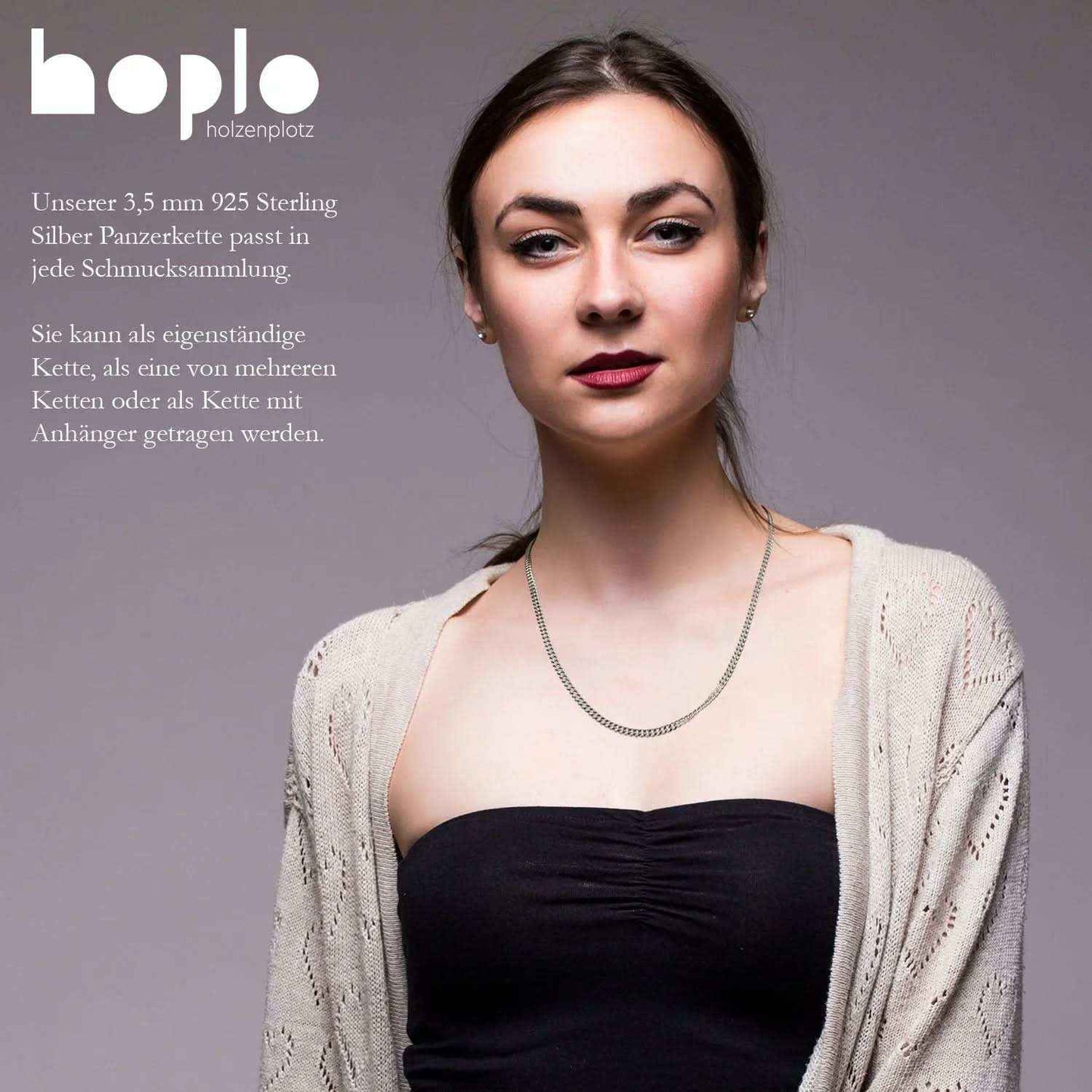 Silberkette Panzerkette Halskette Breite 3,5 mm echt massiv 925 Silber