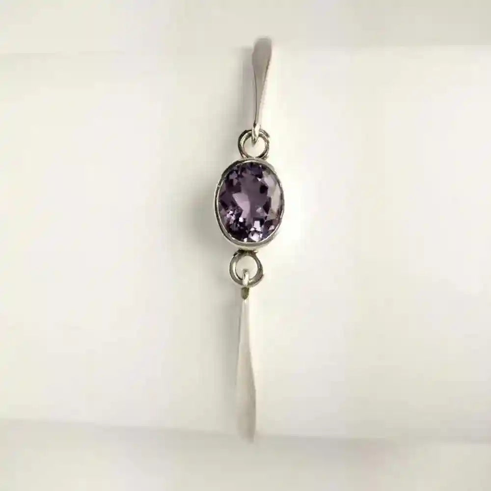 Simplistic, Armreifen mit Stein Amethyst 925-Silber