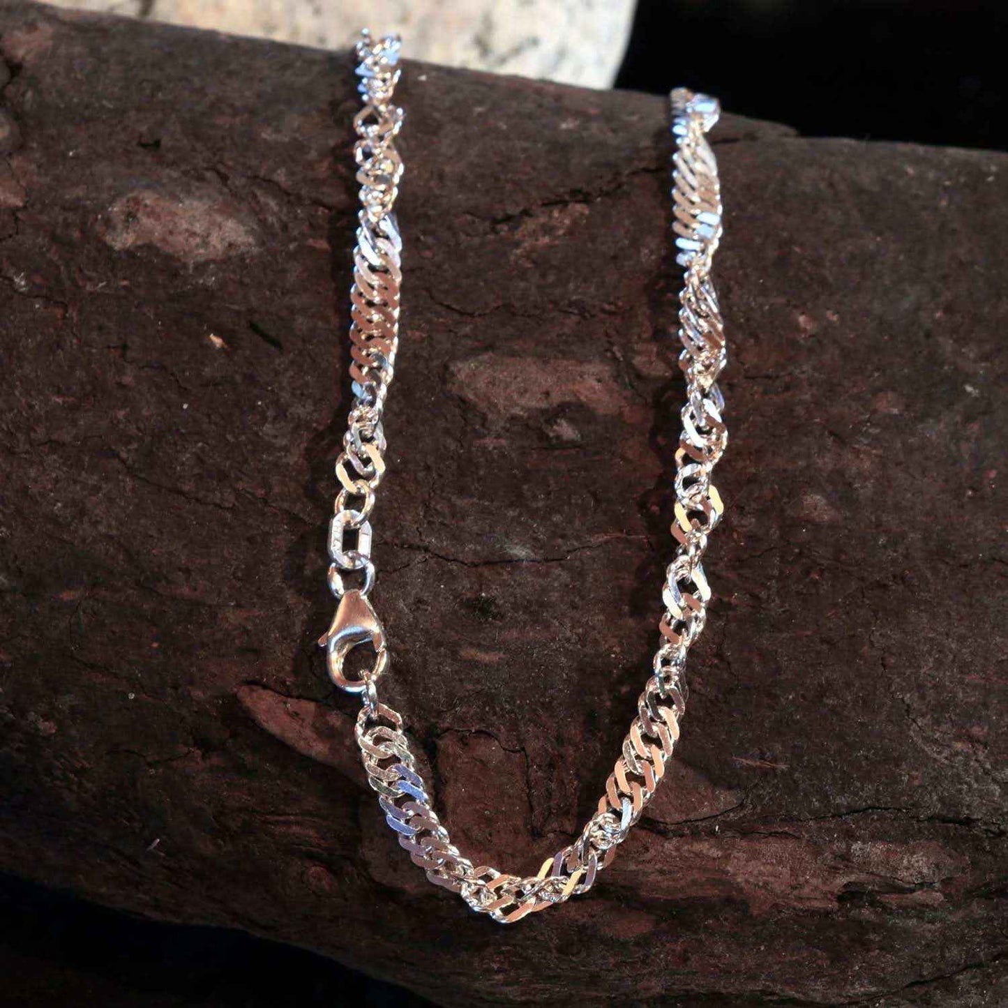 Singapurkette Halskette Breite 3,4 mm - 925 Sterlingsilber Auswahl