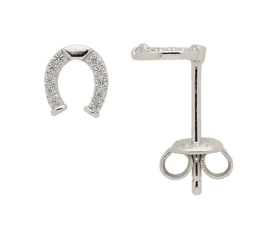 Sortiment Ohrstecker Hufeisen Zirkonia 925 Silber rhodiniert