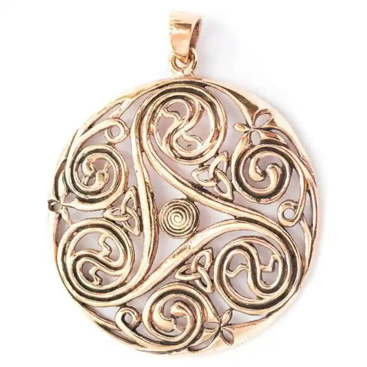 Triskelanhänger Danu Bronze Schmuck - Keltische Knoten , Pferd - 60x49mm