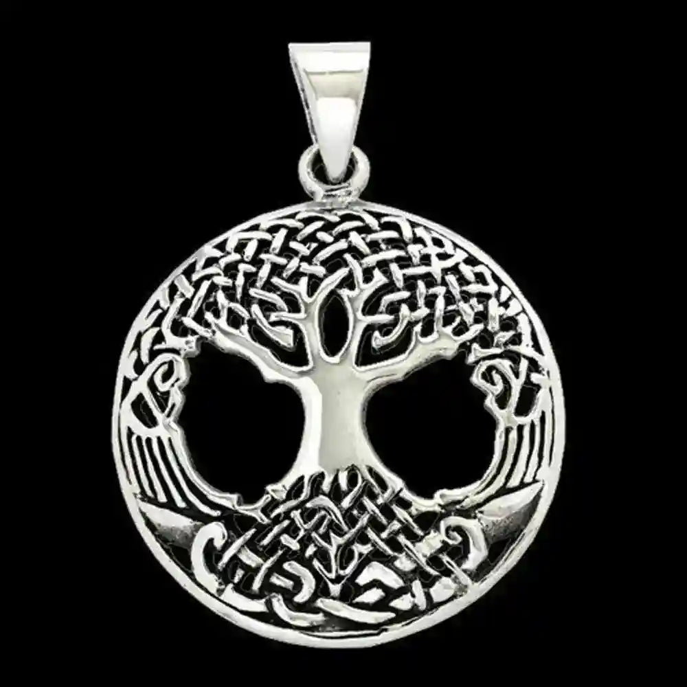 Weltenesche Yggdrasil Schmuck Anhänger 925er Silber - Lebensbaum - Durchmesser 27mm