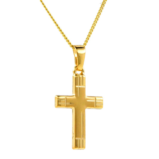 Anhänger Kreuz mit massiver Goldkette 1,1 mm 333-8 Karat Gold