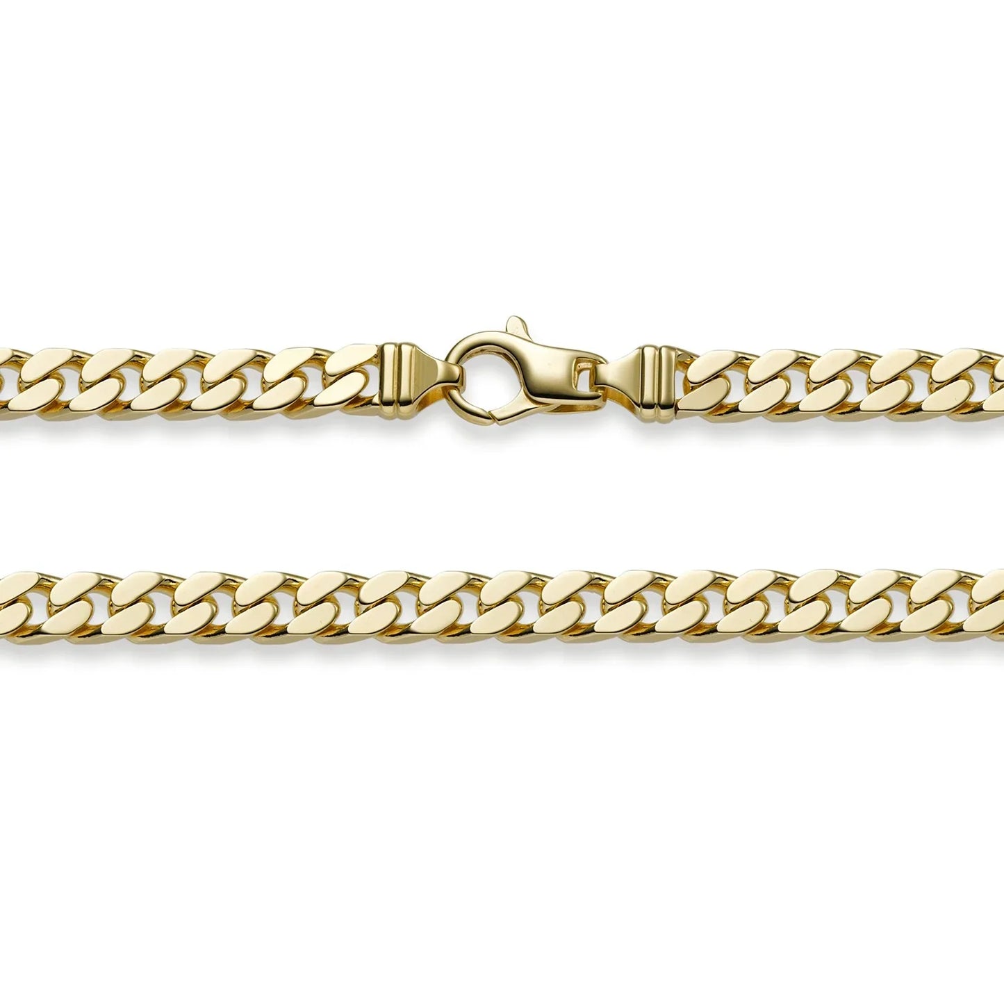 7,0 mm 585 - 14 Karat Gold Halskette Panzerkette 4-seitig diamantiert massiv Gold hochwertige Goldkette - Länge nach Wahl