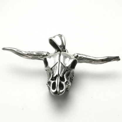 Büffelschädel sehr groß Schmuck Anhänger 925er Silber 55x38mm