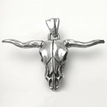 Büffelschädel sehr groß Schmuck Anhänger 925er Silber 55x38mm