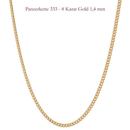 Goldkette Echt 333 - 8 Karat Panzerkette Gold Halskette - Damenkette und Herrenkette Made in Germany