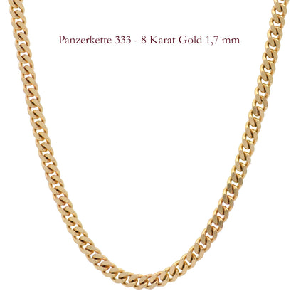 Goldkette Echt 333 - 8 Karat Panzerkette Gold Halskette - Damenkette und Herrenkette Made in Germany