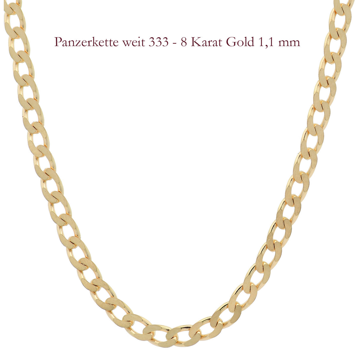 Goldkette Echt 333 - 8 Karat Panzerkette Gold Halskette - Damenkette und Herrenkette Made in Germany