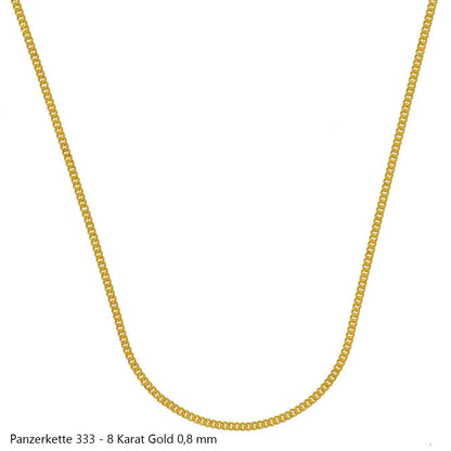 Goldkette Echt 333 - 8 Karat Panzerkette Gold Halskette - Damenkette und Herrenkette Made in Germany