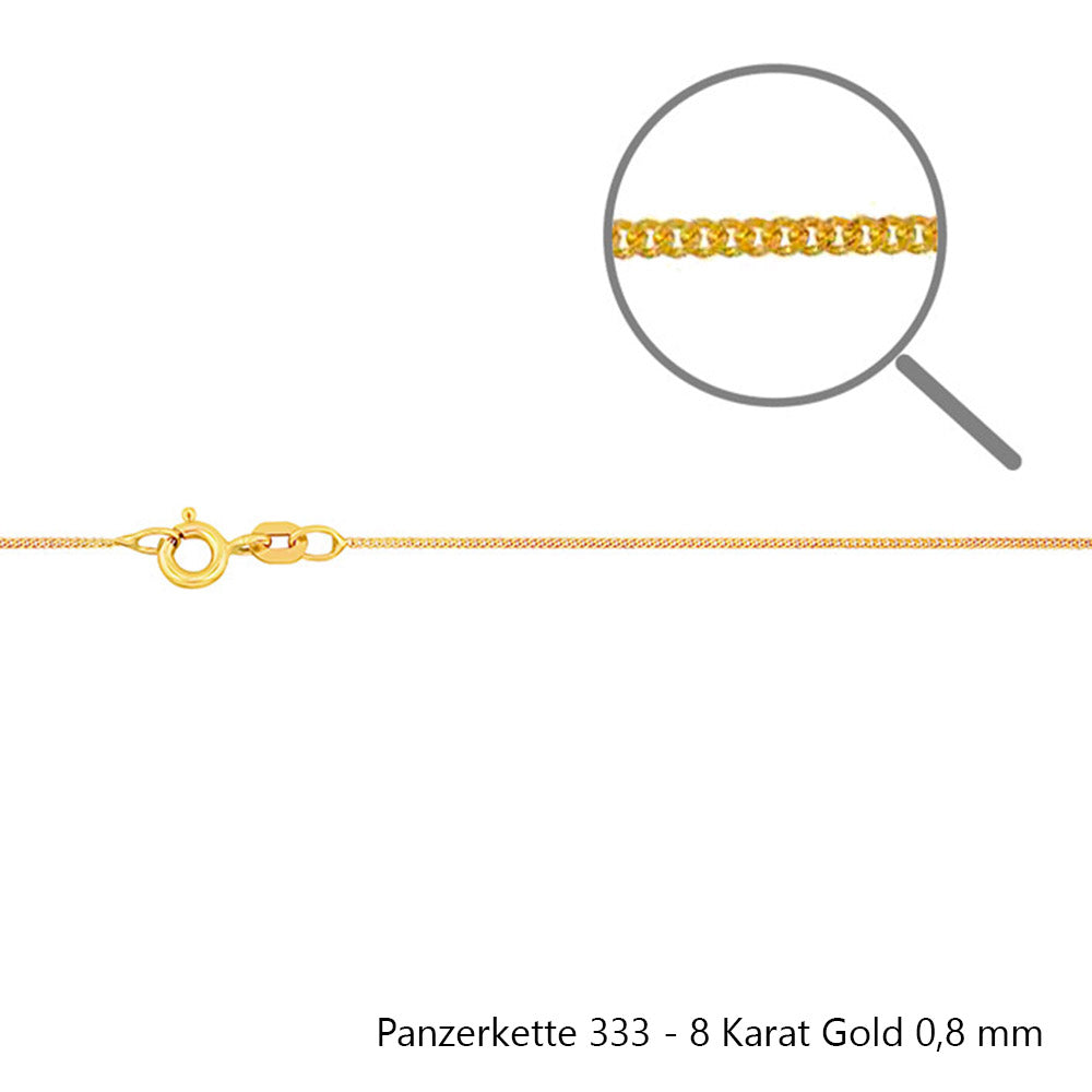 Goldkette Echt 333 - 8 Karat Panzerkette Gold Halskette - Damenkette und Herrenkette Made in Germany