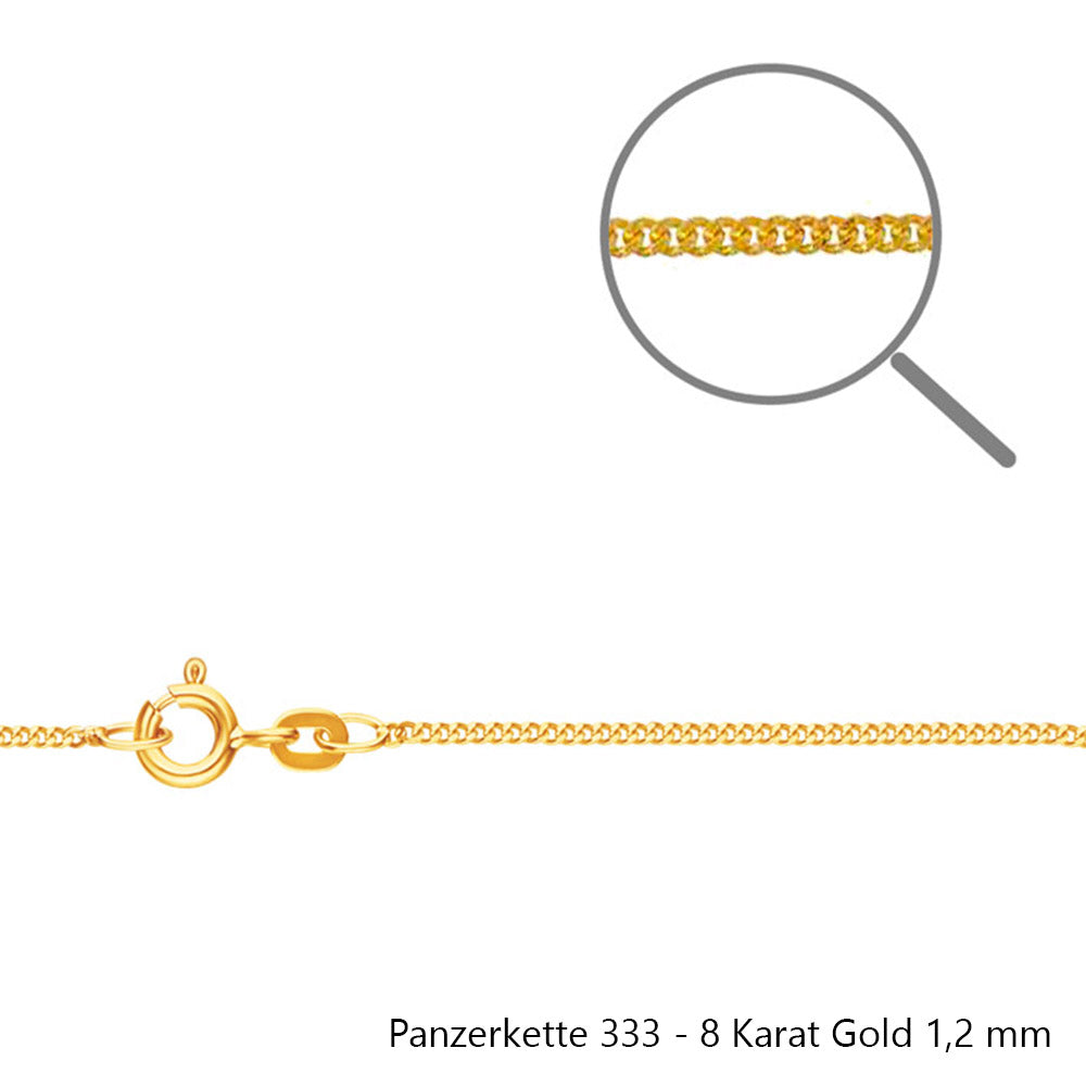 Goldkette Echt 333 - 8 Karat Panzerkette Gold Halskette - Damenkette und Herrenkette Made in Germany