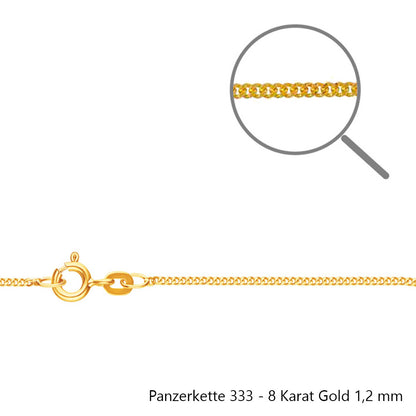 Goldkette Echt 333 - 8 Karat Panzerkette Gold Halskette - Damenkette und Herrenkette Made in Germany