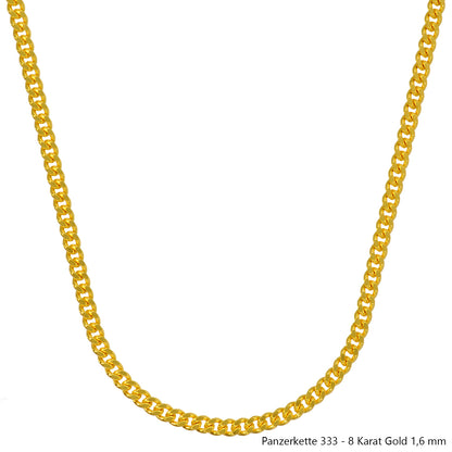 Goldkette Echt 333 - 8 Karat Panzerkette Gold Halskette - Damenkette und Herrenkette Made in Germany