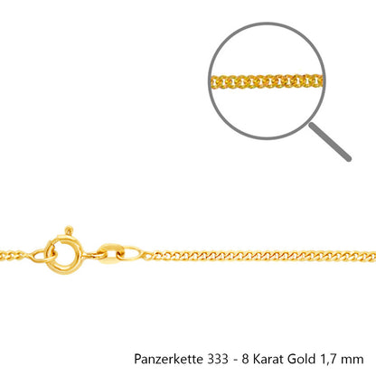 Goldkette Echt 333 - 8 Karat Panzerkette Gold Halskette - Damenkette und Herrenkette Made in Germany