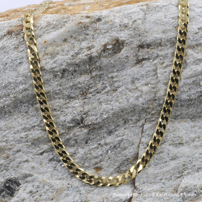 Goldkette Echt 333 - 8 Karat Panzerkette Gold Halskette - Damenkette und Herrenkette Made in Germany