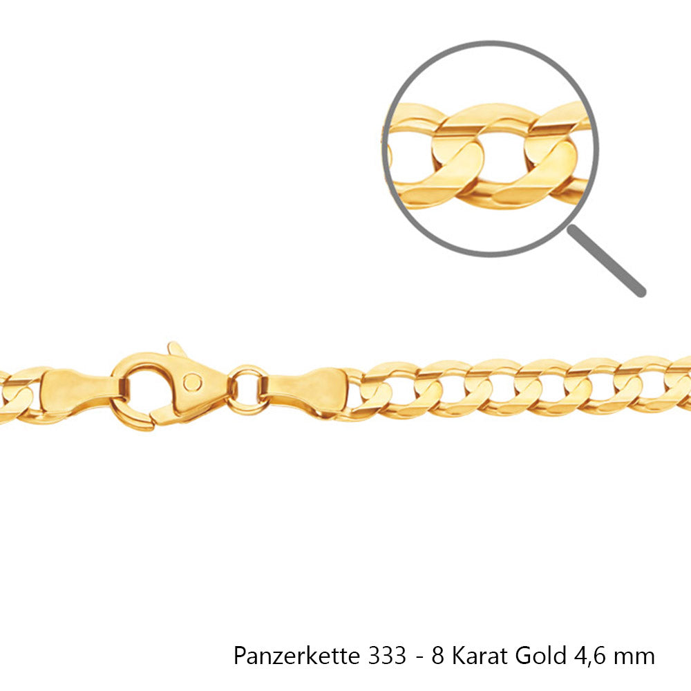 Goldkette Echt 333 - 8 Karat Panzerkette Gold Halskette - Damenkette und Herrenkette Made in Germany