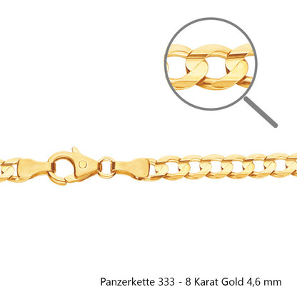 Goldkette Echt 333 - 8 Karat Panzerkette Gold Halskette - Damenkette und Herrenkette Made in Germany