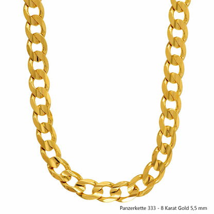 Goldkette Echt 333 - 8 Karat Panzerkette Gold Halskette - Damenkette und Herrenkette Made in Germany