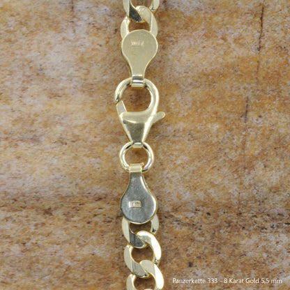Goldkette Echt 333 - 8 Karat Panzerkette Gold Halskette - Damenkette und Herrenkette Made in Germany