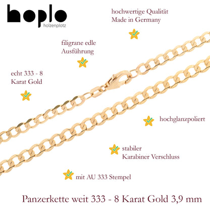 Goldkette Echt 333 - 8 Karat Panzerkette Gold Halskette - Damenkette und Herrenkette Made in Germany