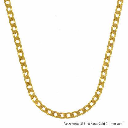 Goldkette Echt 333 - 8 Karat Panzerkette Gold Halskette - Damenkette und Herrenkette Made in Germany