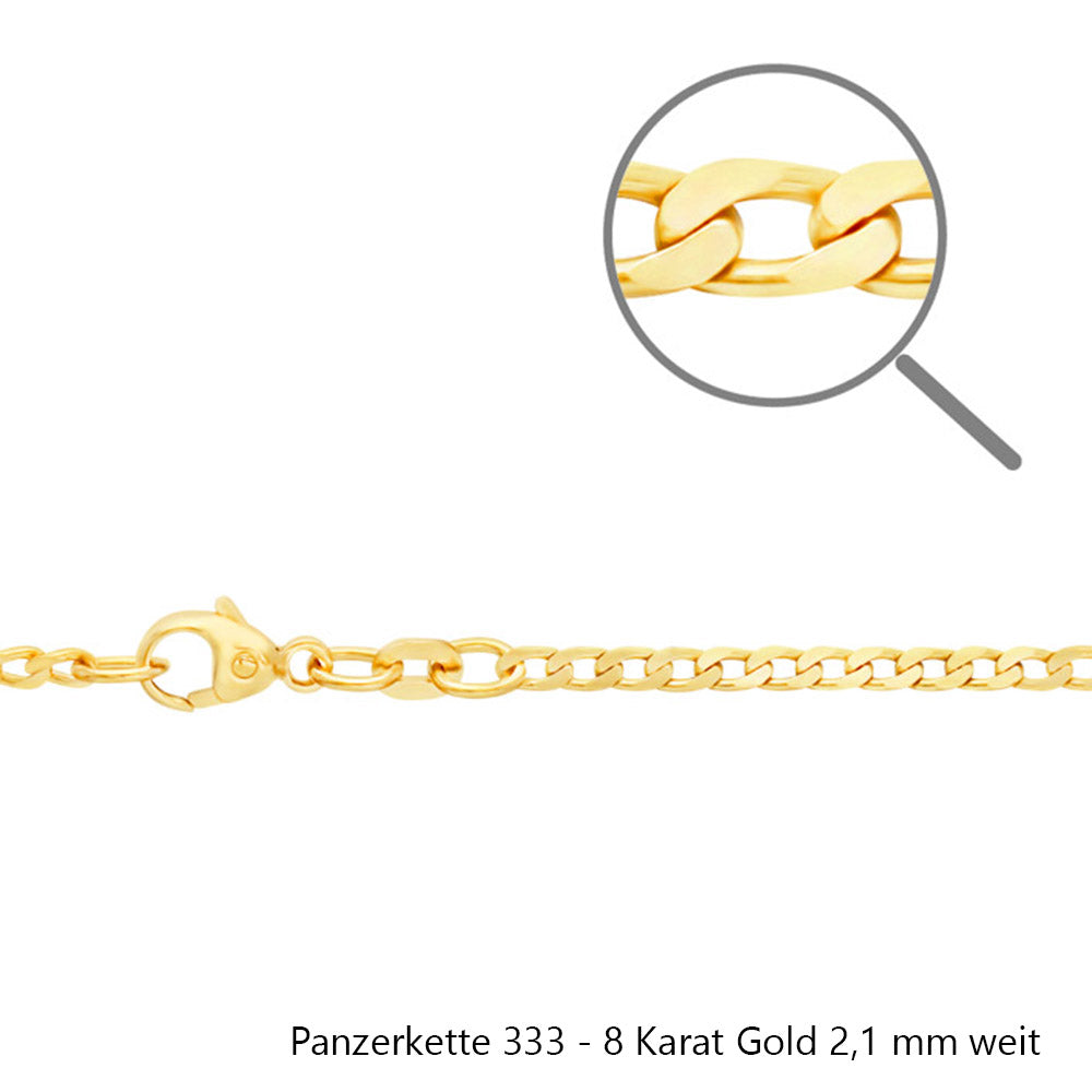 Goldkette Echt 333 - 8 Karat Panzerkette Gold Halskette - Damenkette und Herrenkette Made in Germany