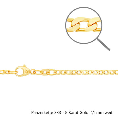 Goldkette Echt 333 - 8 Karat Panzerkette Gold Halskette - Damenkette und Herrenkette Made in Germany
