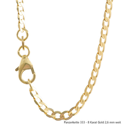 Goldkette Echt 333 - 8 Karat Panzerkette Gold Halskette - Damenkette und Herrenkette Made in Germany