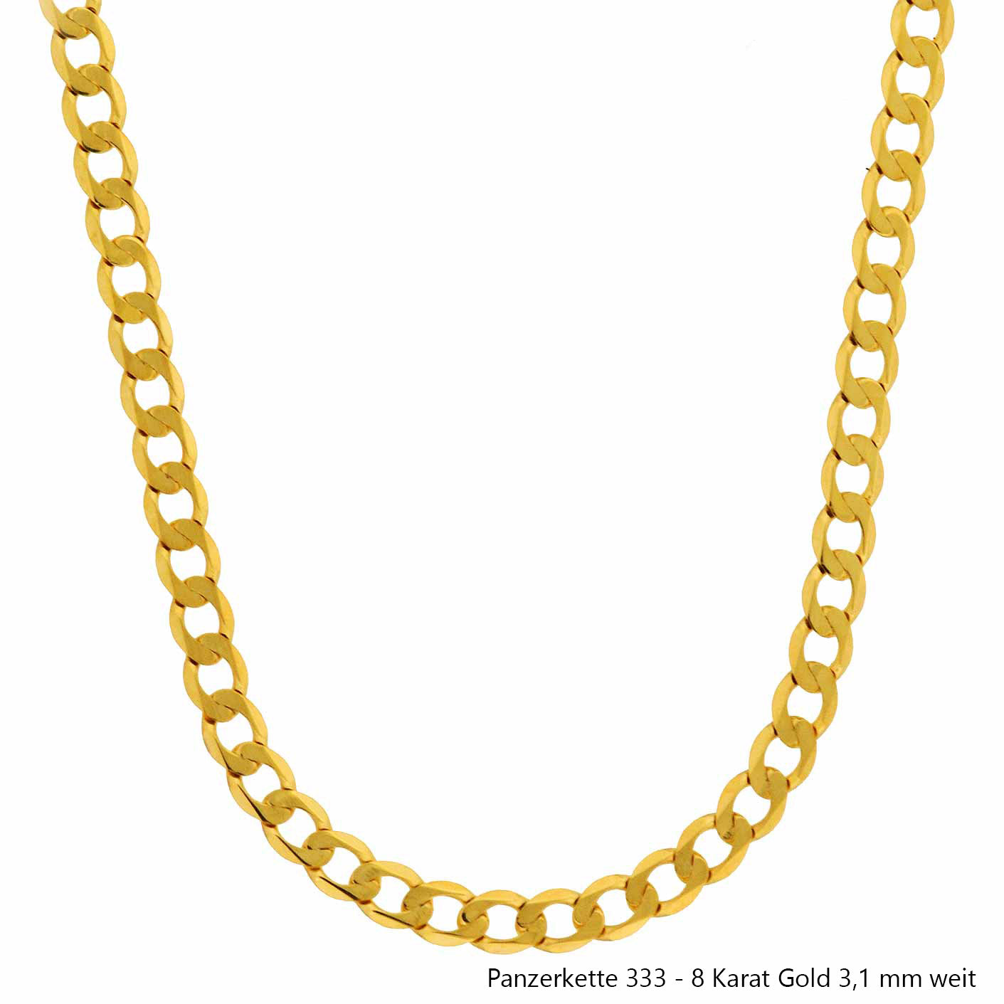 Goldkette Echt 333 - 8 Karat Panzerkette Gold Halskette - Damenkette und Herrenkette Made in Germany