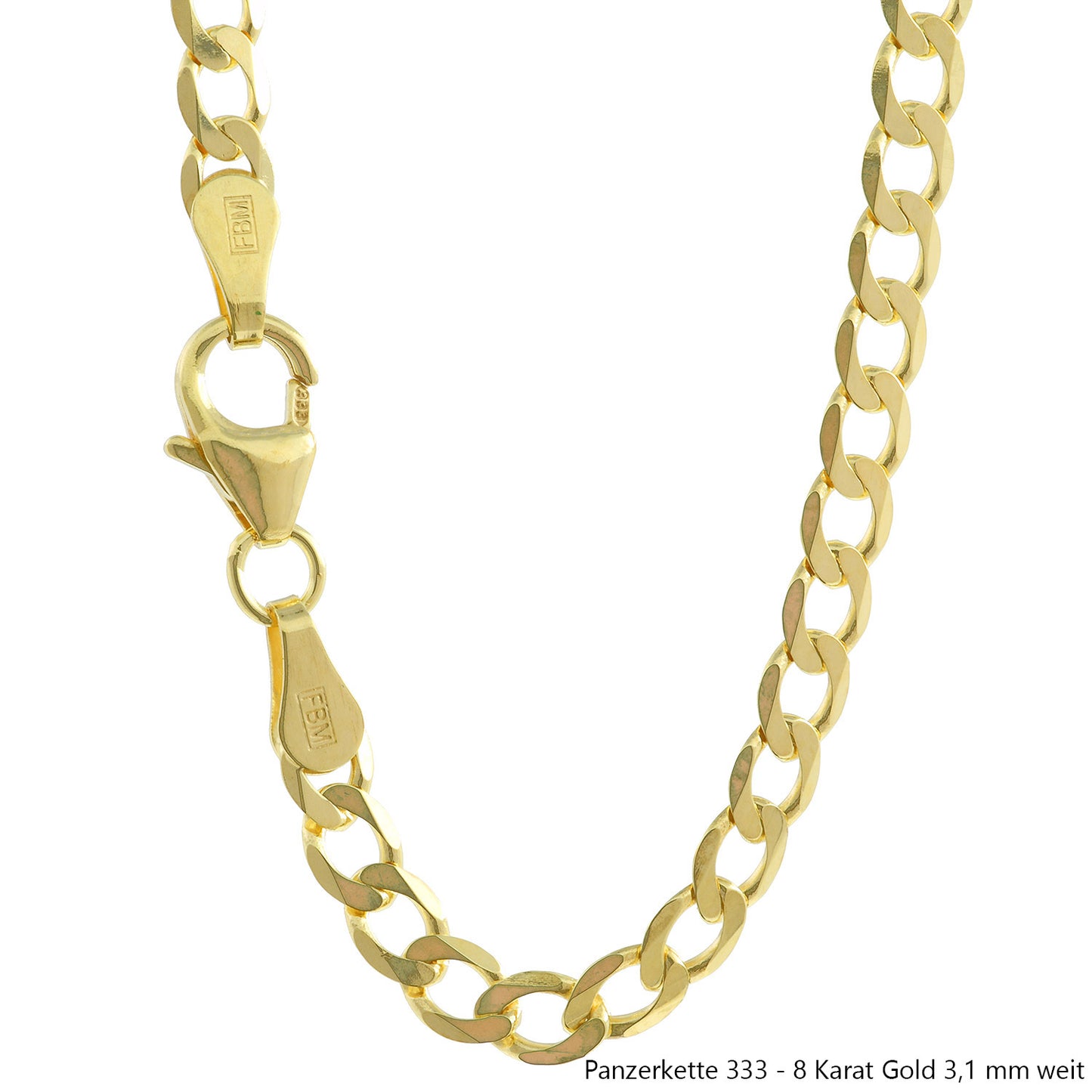 Goldkette Echt 333 - 8 Karat Panzerkette Gold Halskette - Damenkette und Herrenkette Made in Germany