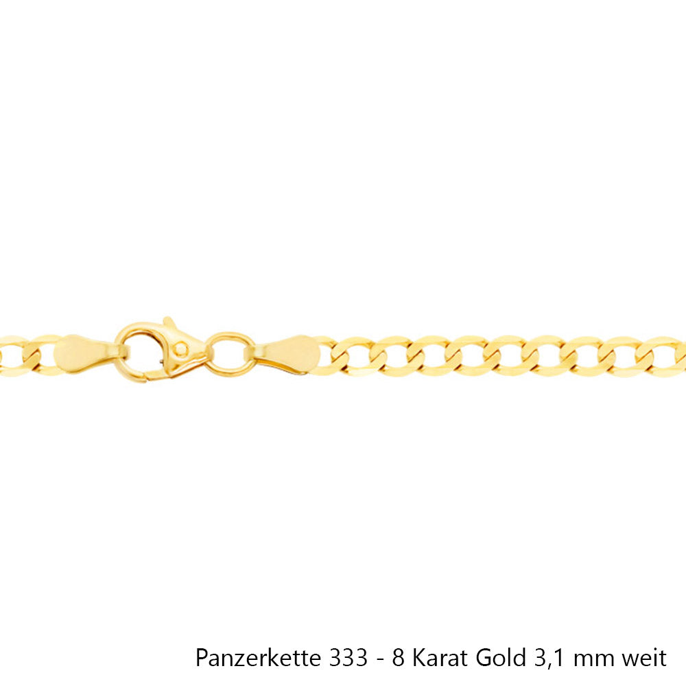 Goldkette Echt 333 - 8 Karat Panzerkette Gold Halskette - Damenkette und Herrenkette Made in Germany
