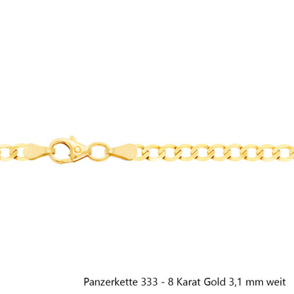Goldkette Echt 333 - 8 Karat Panzerkette Gold Halskette - Damenkette und Herrenkette Made in Germany