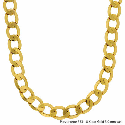 Goldkette Echt 333 - 8 Karat Panzerkette Gold Halskette - Damenkette und Herrenkette Made in Germany