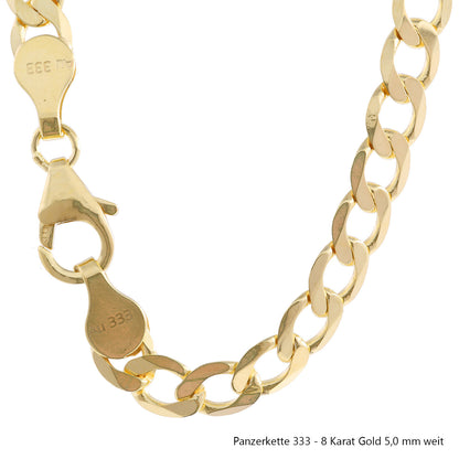 Goldkette Echt 333 - 8 Karat Panzerkette Gold Halskette - Damenkette und Herrenkette Made in Germany