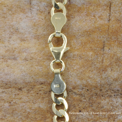 Goldkette Echt 333 - 8 Karat Panzerkette Gold Halskette - Damenkette und Herrenkette Made in Germany