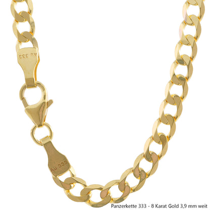 Goldkette Echt 333 - 8 Karat Panzerkette Gold Halskette - Damenkette und Herrenkette Made in Germany